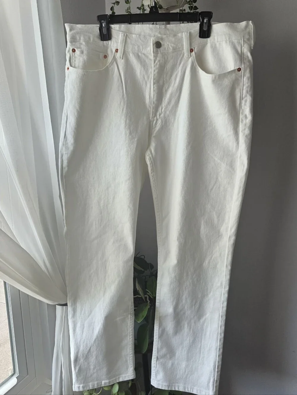 Levi's 514 Straight Leg Jeans Men's 38x30 White Denim Casual Classic Zip Fly